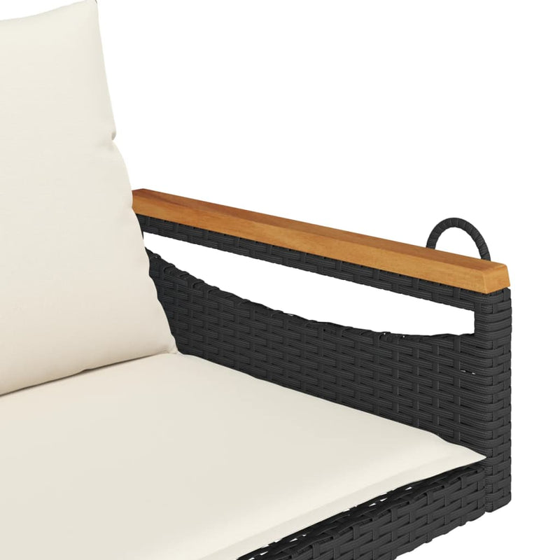 Swing Bench with Cushions Black 109x62x40 cm Poly Rattan Payday Deals