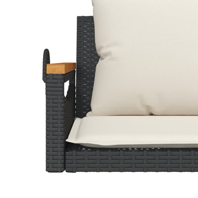 Swing Bench with Cushions Black 109x62x40 cm Poly Rattan Payday Deals
