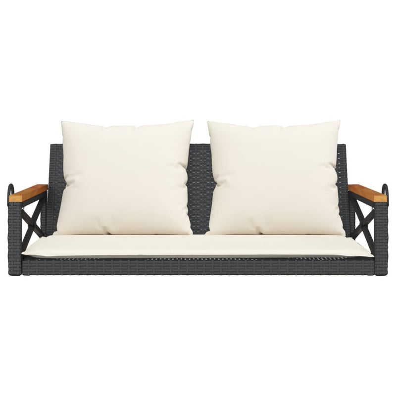Swing Bench with Cushions Black 109x62x40 cm Poly Rattan Payday Deals
