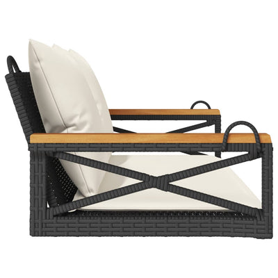 Swing Bench with Cushions Black 109x62x40 cm Poly Rattan Payday Deals