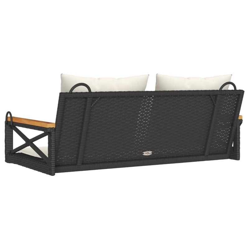Swing Bench with Cushions Black 109x62x40 cm Poly Rattan Payday Deals
