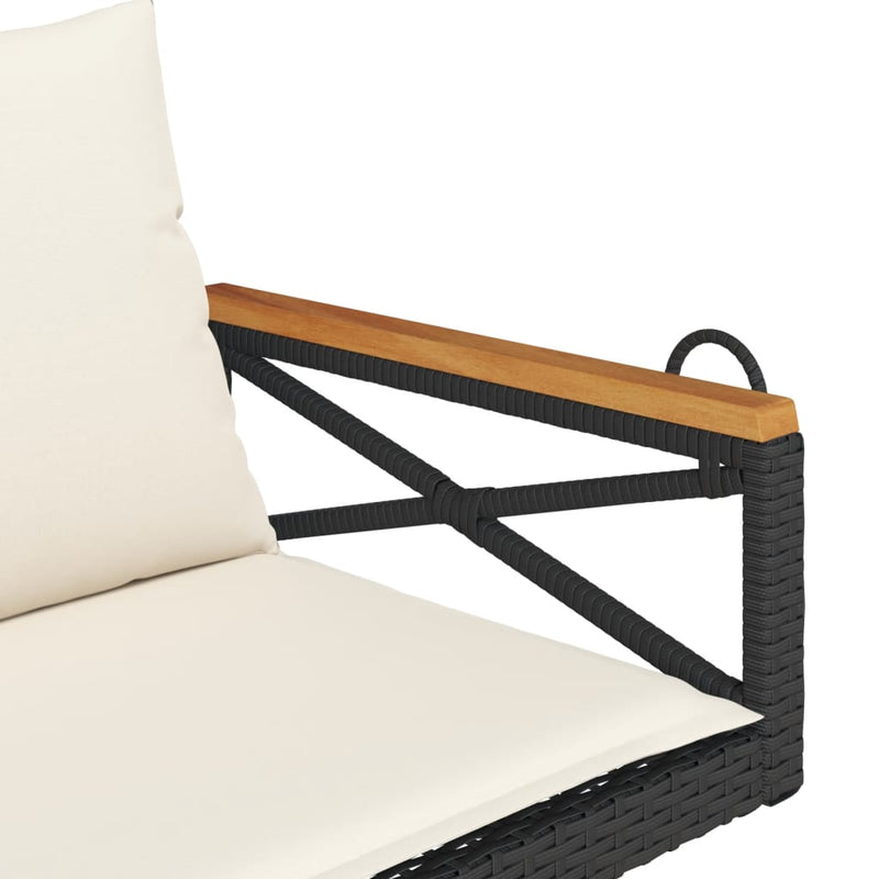Swing Bench with Cushions Black 109x62x40 cm Poly Rattan Payday Deals