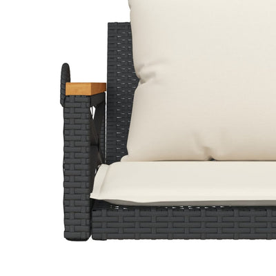 Swing Bench with Cushions Black 109x62x40 cm Poly Rattan Payday Deals