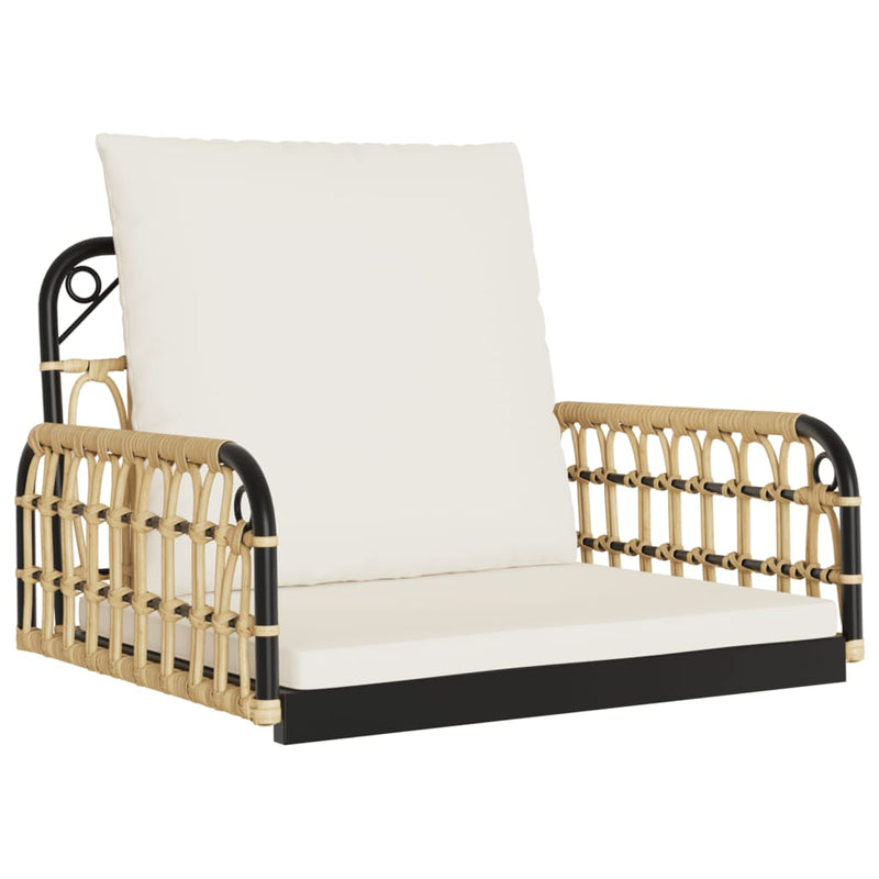 Swing Chair with Cushions 63x58x39 cm Poly Rattan and Steel Payday Deals