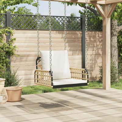 Swing Chair with Cushions 63x58x39 cm Poly Rattan and Steel Payday Deals