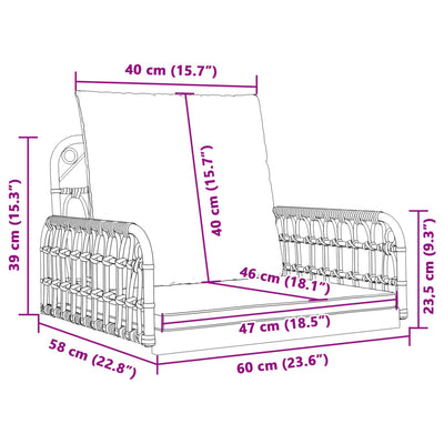 Swing Chair with Cushions 63x58x39 cm Poly Rattan and Steel Payday Deals