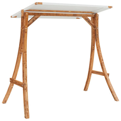 Swing Frame with Cream Roof Solid Bent Wood with Teak Finish Payday Deals