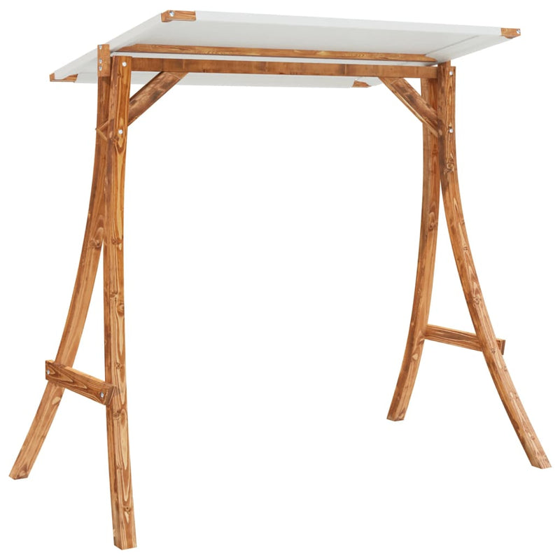 Swing Frame with Cream Roof Solid Bent Wood with Teak Finish Payday Deals