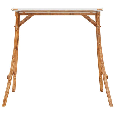 Swing Frame with Cream Roof Solid Bent Wood with Teak Finish Payday Deals