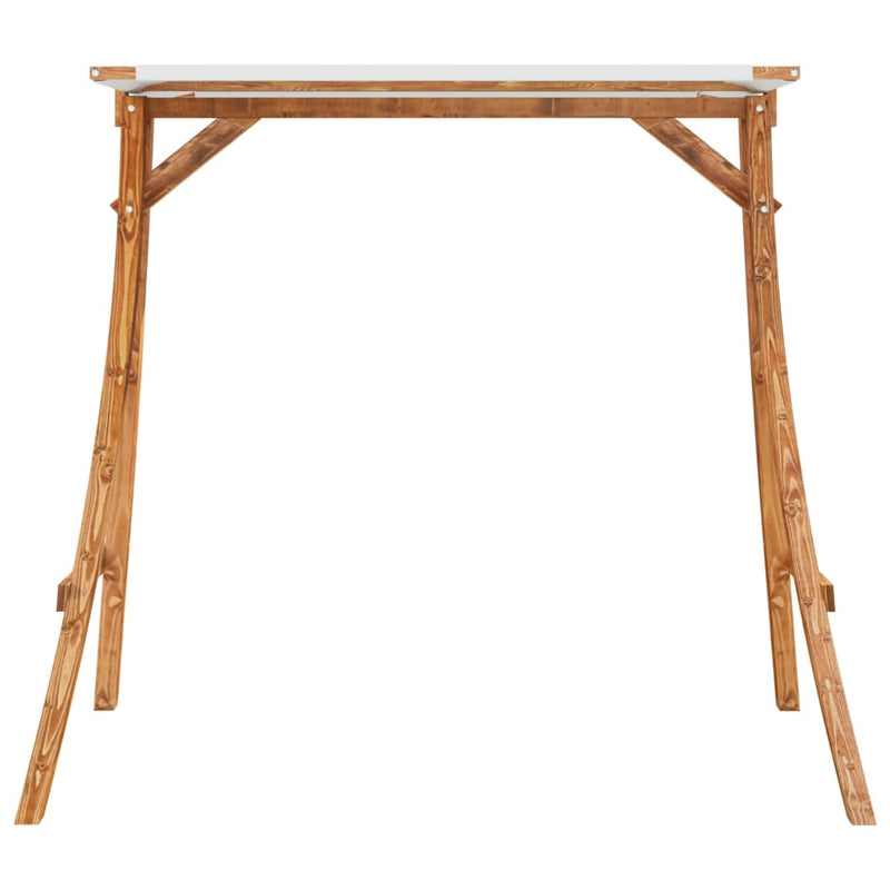 Swing Frame with Cream Roof Solid Bent Wood with Teak Finish Payday Deals