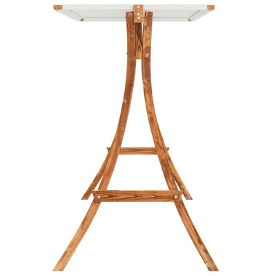 Swing Frame with Cream Roof Solid Bent Wood with Teak Finish Payday Deals