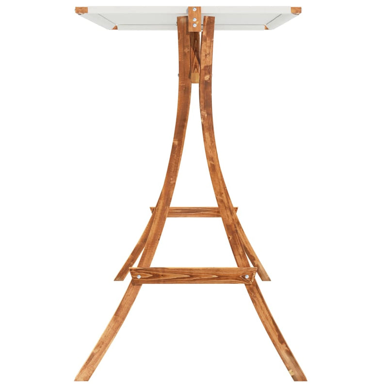 Swing Frame with Cream Roof Solid Bent Wood with Teak Finish Payday Deals