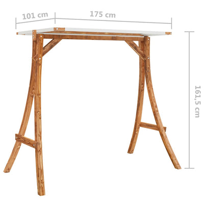 Swing Frame with Cream Roof Solid Bent Wood with Teak Finish Payday Deals