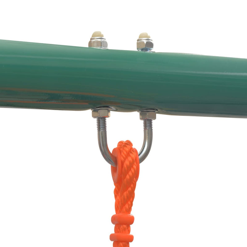Swing Set with Slide and 3 Seats Orange Payday Deals