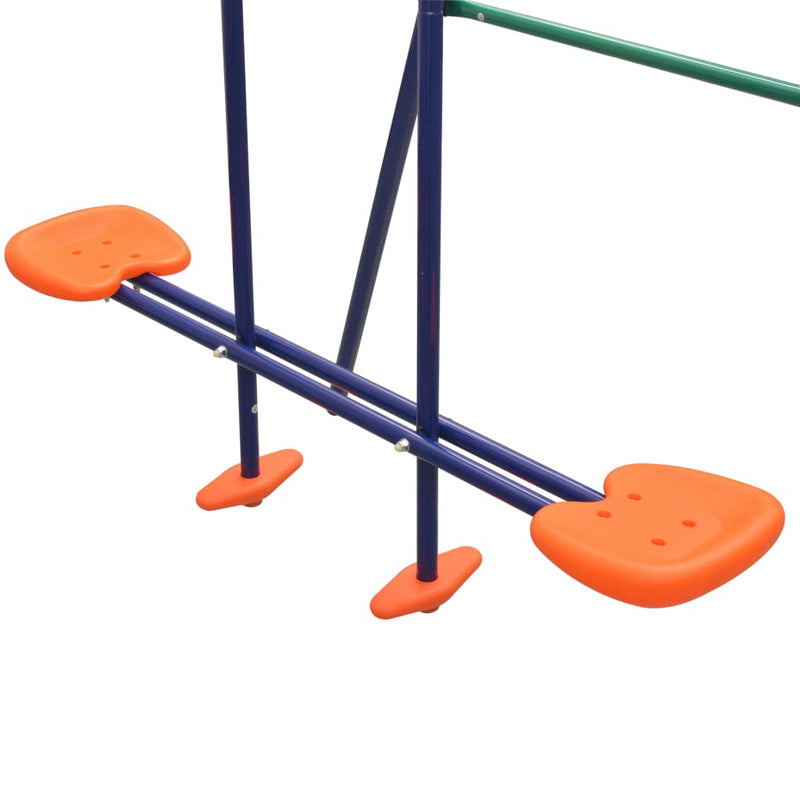 Swing Set with Slide and 3 Seats Orange Payday Deals