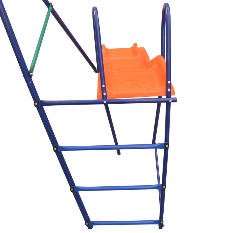Swing Set with Slide and 3 Seats Orange Payday Deals