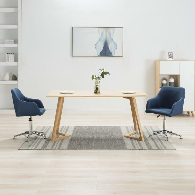 Swivel Dining Chairs 2 pcs Blue Fabric Payday Deals