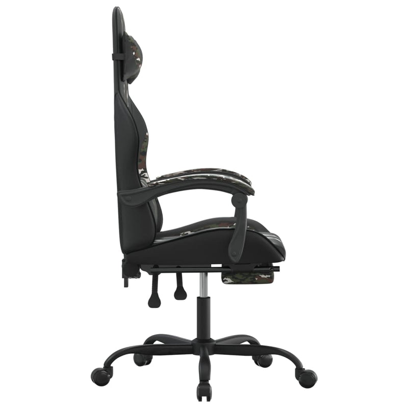 Swivel Gaming Chair with Footrest Black&Camouflage Faux Leather Payday Deals