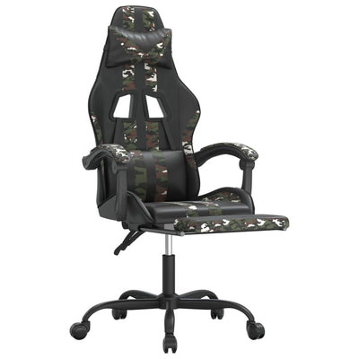 Swivel Gaming Chair with Footrest Black&Camouflage Faux Leather Payday Deals