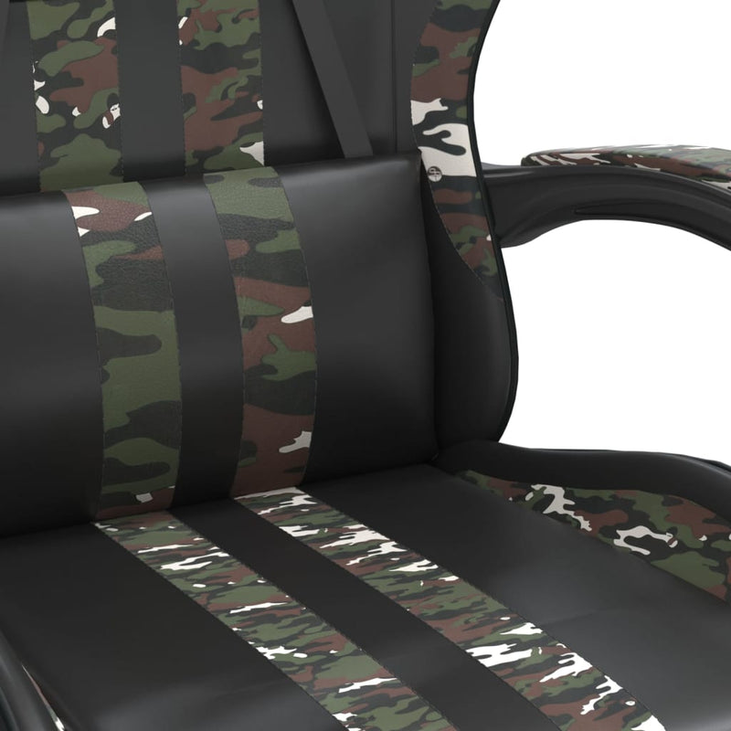 Swivel Gaming Chair with Footrest Black&Camouflage Faux Leather Payday Deals