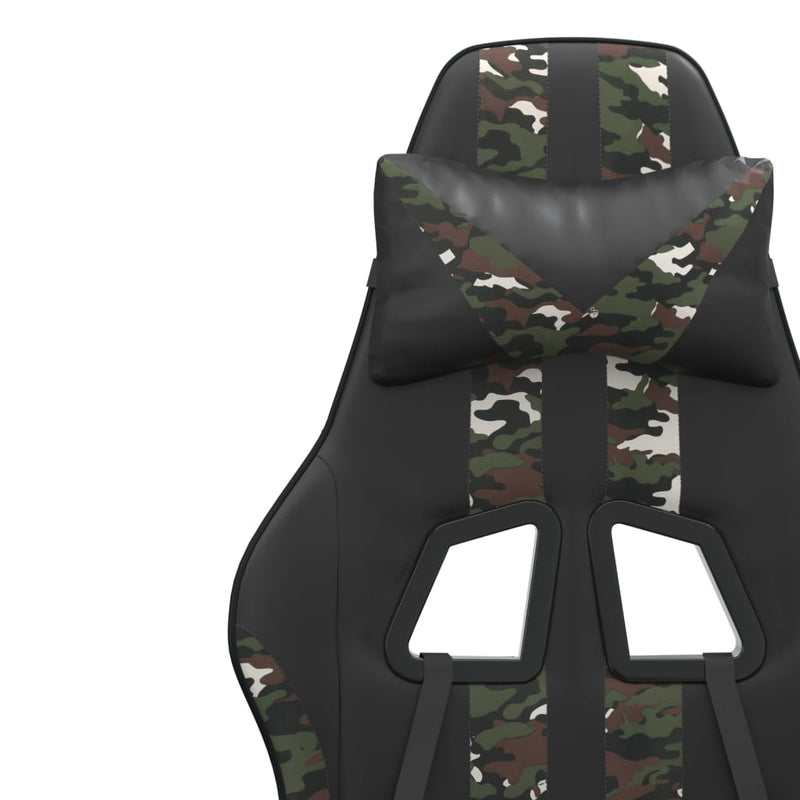 Swivel Gaming Chair with Footrest Black&Camouflage Faux Leather Payday Deals