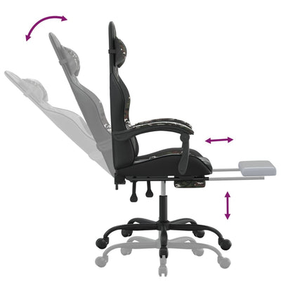 Swivel Gaming Chair with Footrest Black&Camouflage Faux Leather Payday Deals