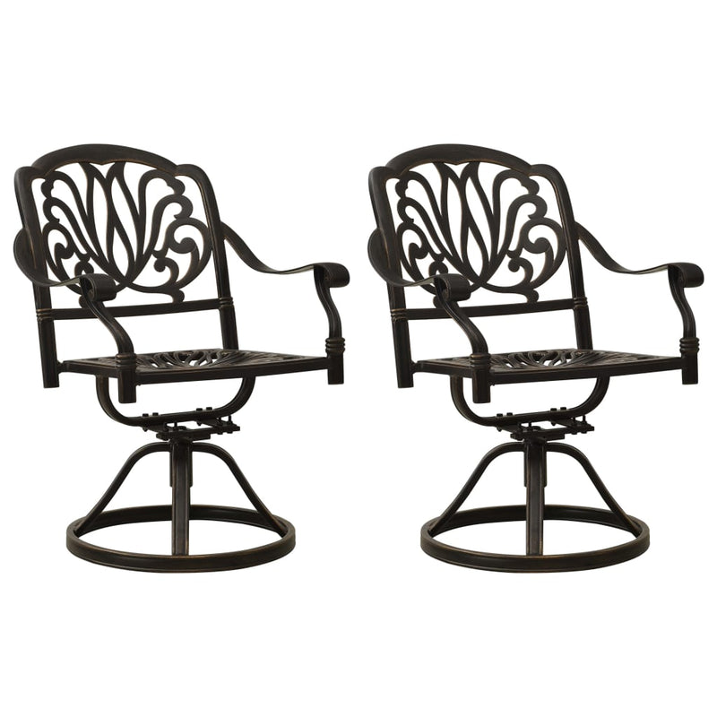 Swivel Garden Chairs 2 pcs Cast Aluminium Bronze Payday Deals