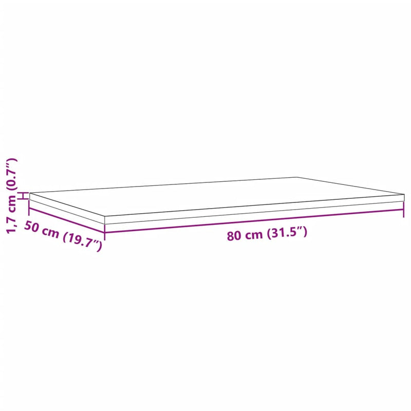 Table Top 80x50x1.7 cm Rectangular Solid Wood Pine Payday Deals