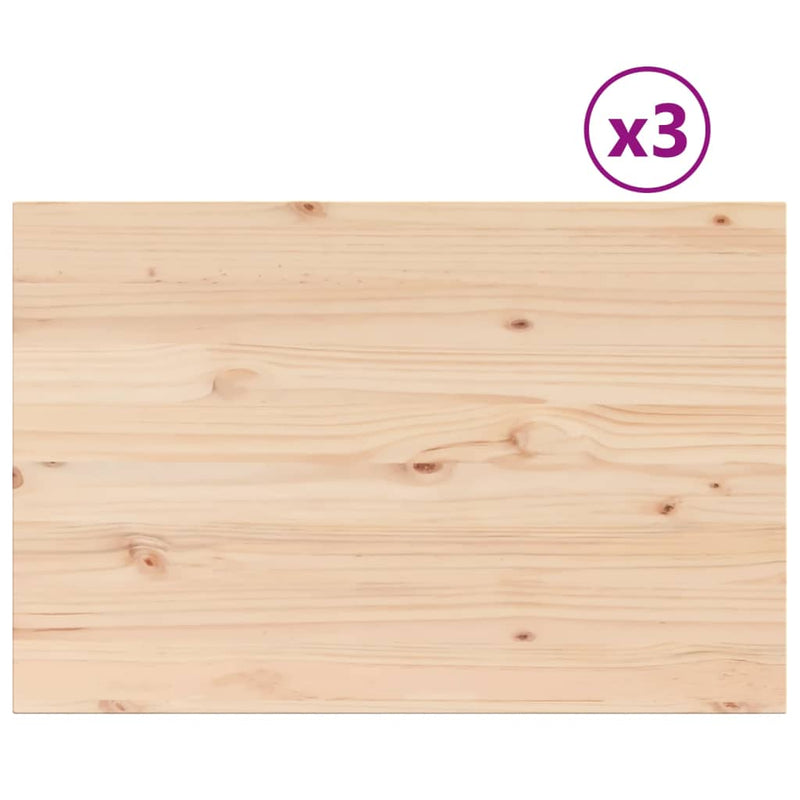 Table Tops 3 pcs 80x53x2.5 cm Rectangular Solid Wood Pine Payday Deals