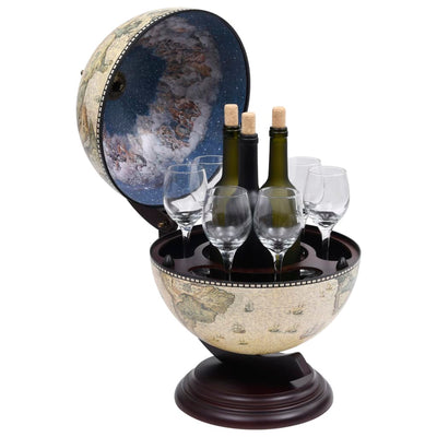 Tabletop Globe Bar Wine Stand Eucalyptus Wood Green Payday Deals