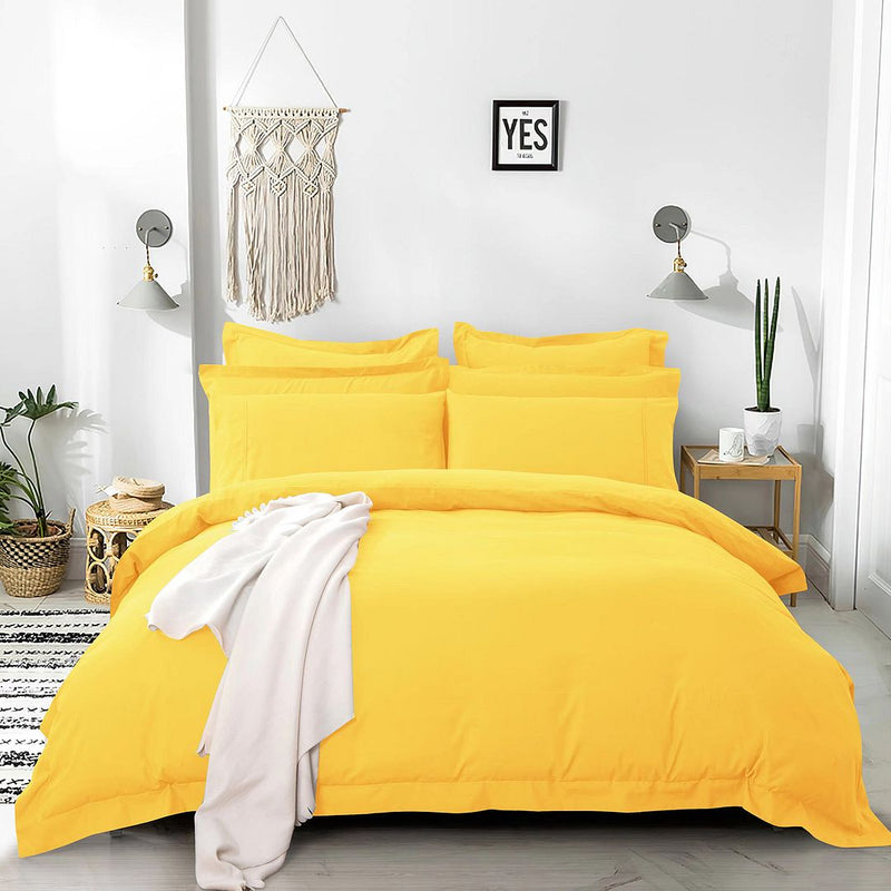 Tailored 1000TC Ultra Soft Super King Size Yellow Duvet Doona Quilt Cover Set Payday Deals