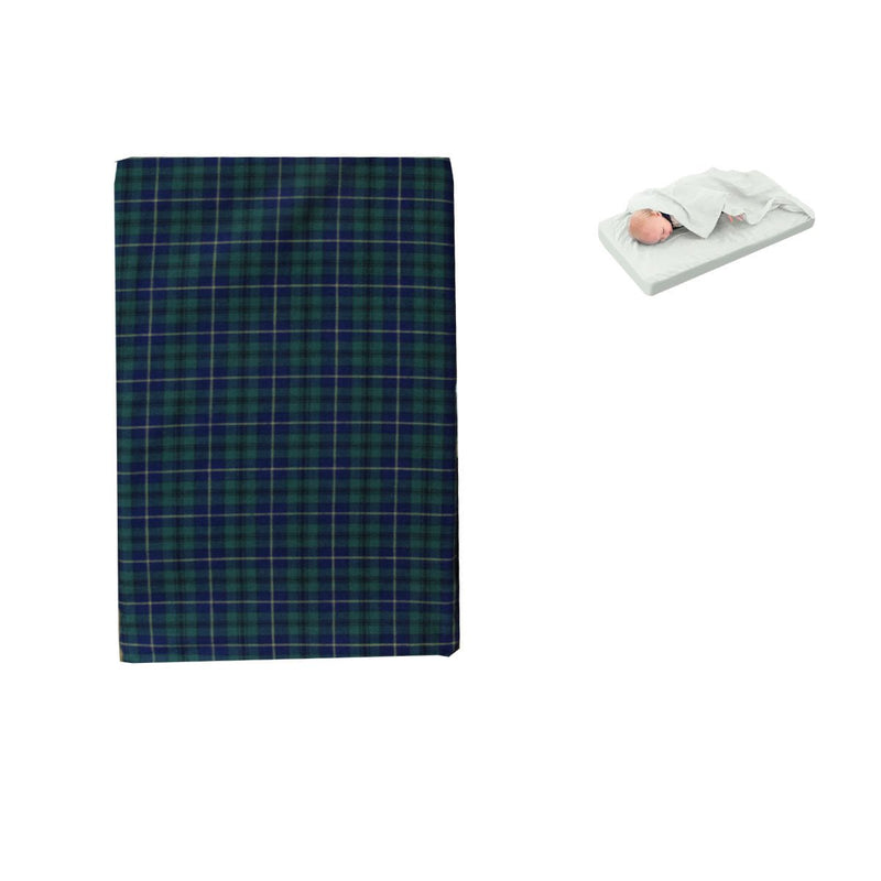 Tartan Blue Green Bassinet Fitted Sheet with a Flat Sheet Sewed Attached Payday Deals