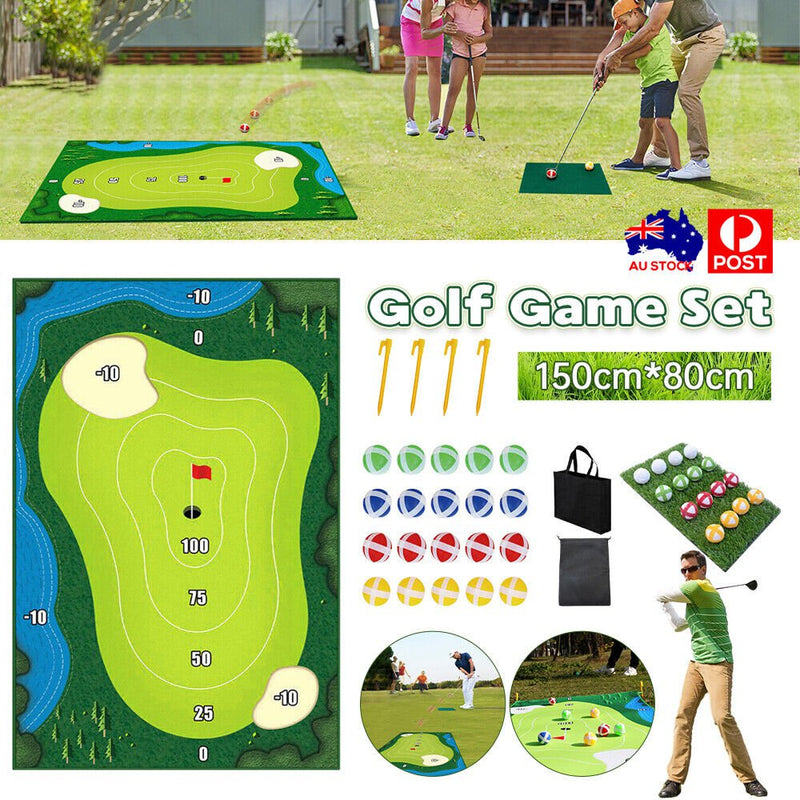 The Indoor Casual Golf Mat Game Set Stick Chipping Cage Games With 16 Grip Balls Payday Deals