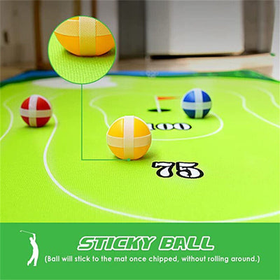 The Indoor Casual Golf Mat Game Set Stick Chipping Cage Games With 16 Grip Balls Payday Deals