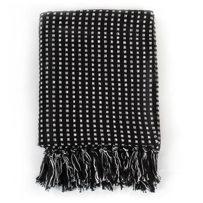 Throw Cotton Squares 125x150 cm Black Payday Deals