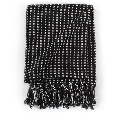 Throw Cotton Squares 125x150 cm Black Payday Deals