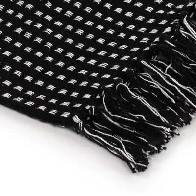 Throw Cotton Squares 125x150 cm Black Payday Deals