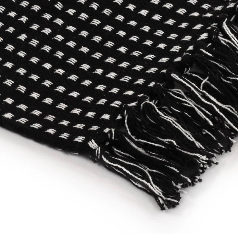 Throw Cotton Squares 125x150 cm Black Payday Deals