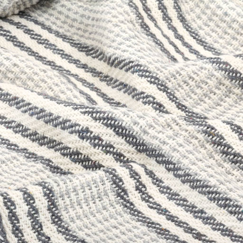 Throw Cotton Stripes 125x150 cm Grey and White Payday Deals