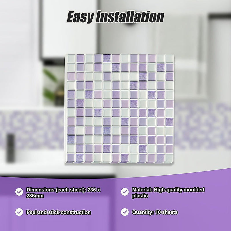 Tiles 3D Peel and Stick Wall Tile Crystal Mosaic (30cm x 30cm x 10 sheets) Payday Deals