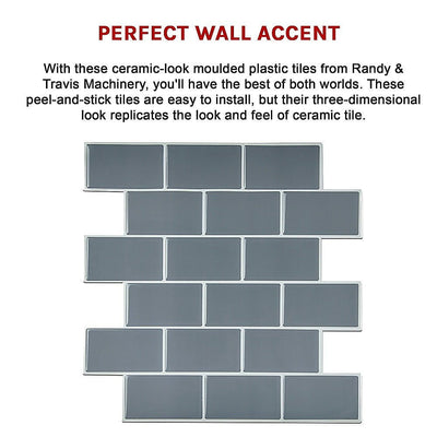Tiles 3D Peel and Stick Wall Tile Dark Grey (30cm x 30cm x 10 sheets) Payday Deals
