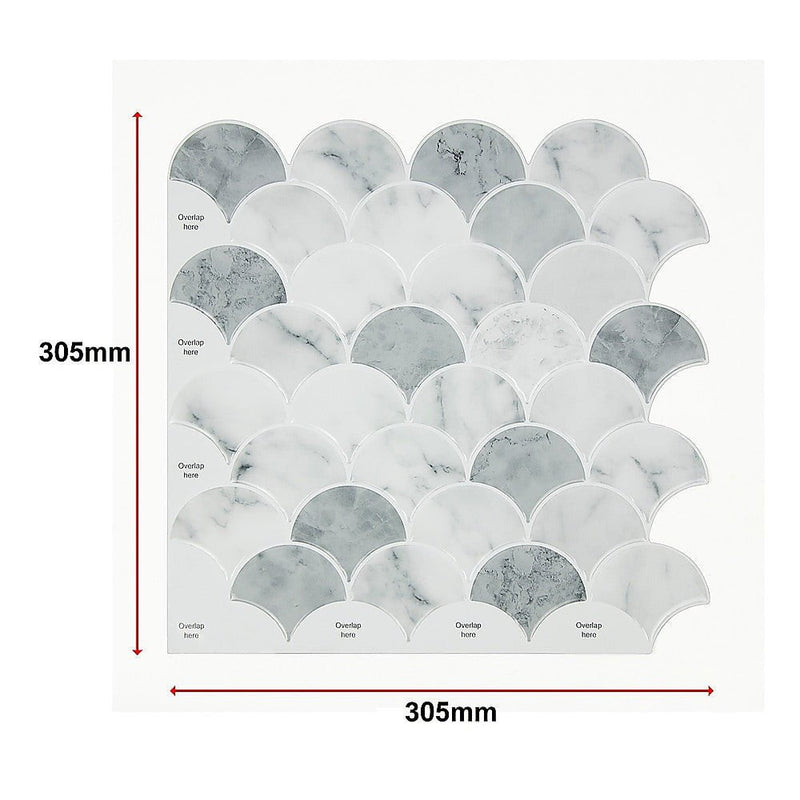 Tiles 3D Peel and Stick Wall Tile  Fish Scale Mosaic (30cm x 30cm x 10 sheets) Payday Deals