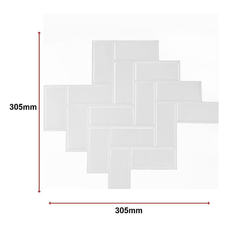Tiles 3D Peel and Stick Wall Tile Herringbone White (30cm x 30cm x 10 sheets) Payday Deals