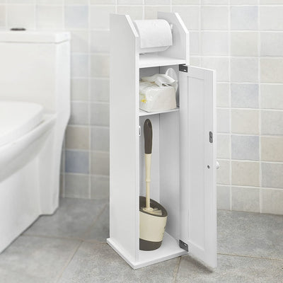 Toilet Paper Holder with Storage, Freestanding Cabinet, Toilet Brush Holder and Toilet Paper Dispenser Payday Deals
