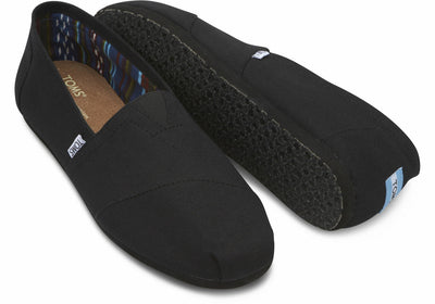 TOMS Mens Canvas Epadrilles Alpargata Shoes Slip On Classic - Black On Black - US 10