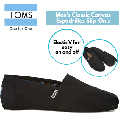 TOMS Mens Canvas Epadrilles Alpargata Shoes Slip On Classic - Black On Black - US 10 Payday Deals