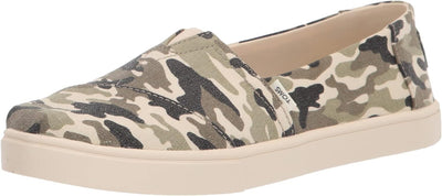 TOMS Womens Casual Canvas Slip On Sneakers Shoes Espadrilles - Army Camo Camouflage Payday Deals