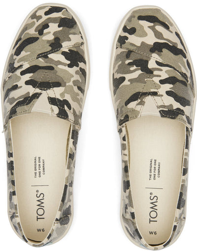 TOMS Womens Casual Canvas Slip On Sneakers Shoes Espadrilles - Army Camo Camouflage Payday Deals