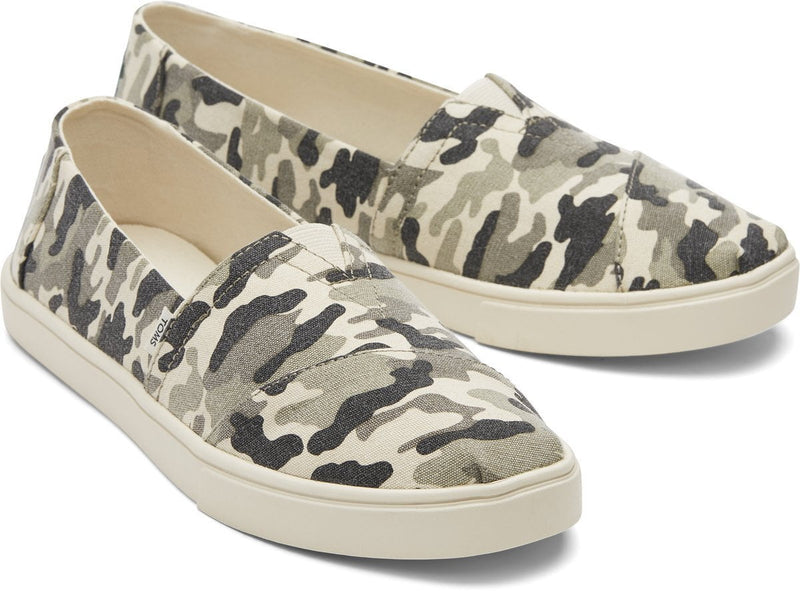 TOMS Womens Casual Canvas Slip On Sneakers Shoes Espadrilles - Army Camo Camouflage Payday Deals