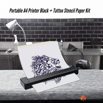 Tooleroo Portable A4 Thermal Printer Black + Tattoo Stencil Paper - Wireless Payday Deals